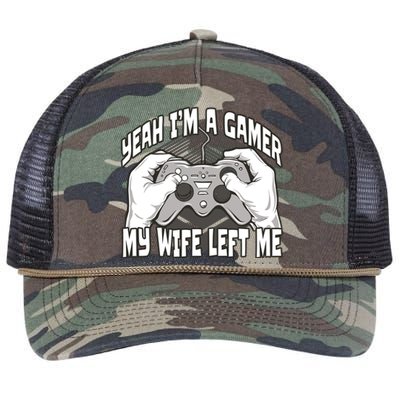 Yeah I'm A Gamer My Wife Left Funny Retro Rope Trucker Hat Cap