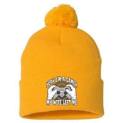 Yeah I'm A Gamer My Wife Left Funny Pom Pom 12in Knit Beanie