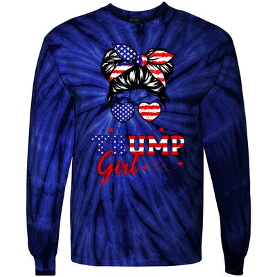 Yes IM A Trump Girl Get Over It Messy Bun Hair Trump 2024 Tie-Dye Long Sleeve Shirt