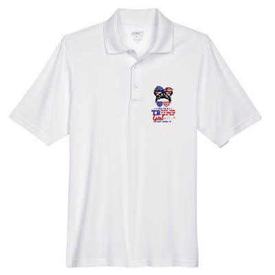 Yes IM A Trump Girl Get Over It Messy Bun Hair Trump 2024 Men's Origin Performance Pique Polo