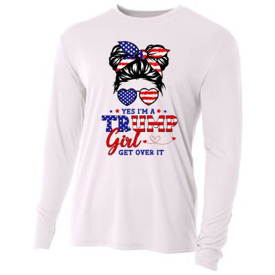 Yes IM A Trump Girl Get Over It Messy Bun Hair Trump 2024 Cooling Performance Long Sleeve Crew