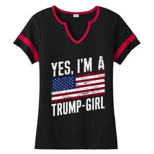 Yes IM A Trump American Flag Gift Ladies Halftime Notch Neck Tee