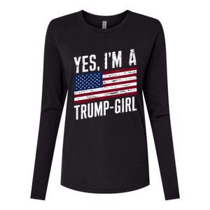 Yes IM A Trump American Flag Gift Womens Cotton Relaxed Long Sleeve T-Shirt