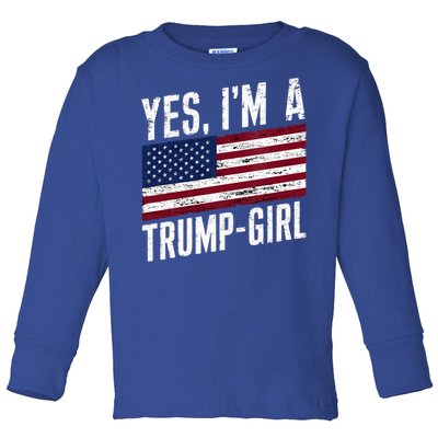 Yes IM A Trump American Flag Gift Toddler Long Sleeve Shirt