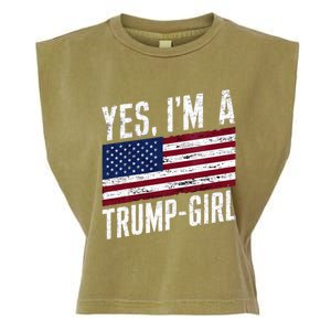 Yes IM A Trump American Flag Gift Garment-Dyed Women's Muscle Tee