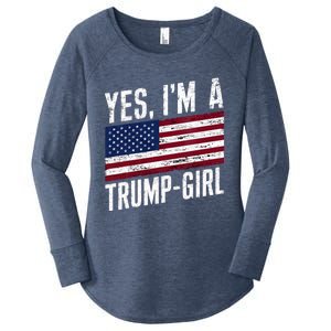 Yes IM A Trump American Flag Gift Women's Perfect Tri Tunic Long Sleeve Shirt