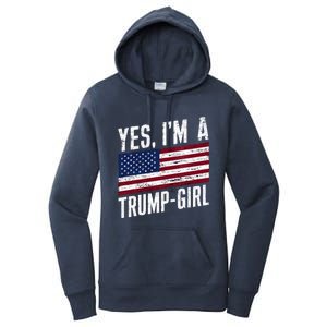 Yes IM A Trump American Flag Gift Women's Pullover Hoodie