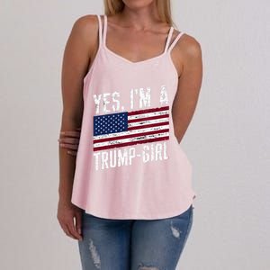 Yes IM A Trump American Flag Gift Women's Strappy Tank