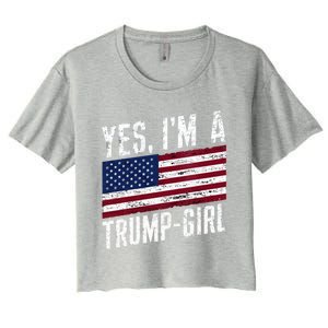 Yes IM A Trump American Flag Gift Women's Crop Top Tee