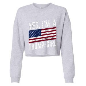 Yes IM A Trump American Flag Gift Cropped Pullover Crew