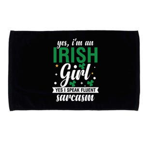 Yes I'm An Irish  I Speak Fluent Sarcasm quote Microfiber Hand Towel