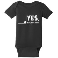 Yes Im Always Right Math Teacher Baby Bodysuit