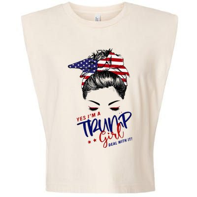 Yes IM A Trump Girl Deal With It Messy Bun Garment-Dyed Women's Muscle Tee