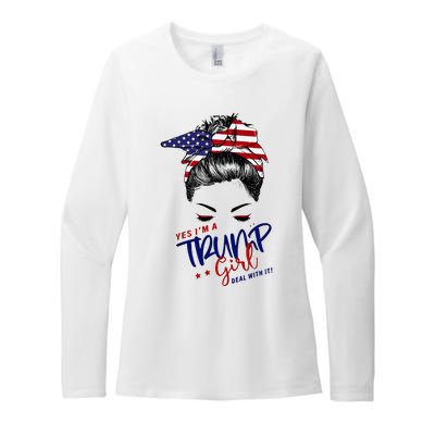 Yes IM A Trump Girl Deal With It Messy Bun Womens CVC Long Sleeve Shirt