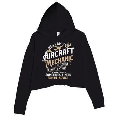Yes I Am An Aircraft Mechanic Airplane Aviation Technician Crop Fleece Hoodie
