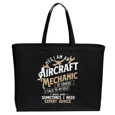 Yes I Am An Aircraft Mechanic Airplane Aviation Technician Cotton Canvas Jumbo Tote