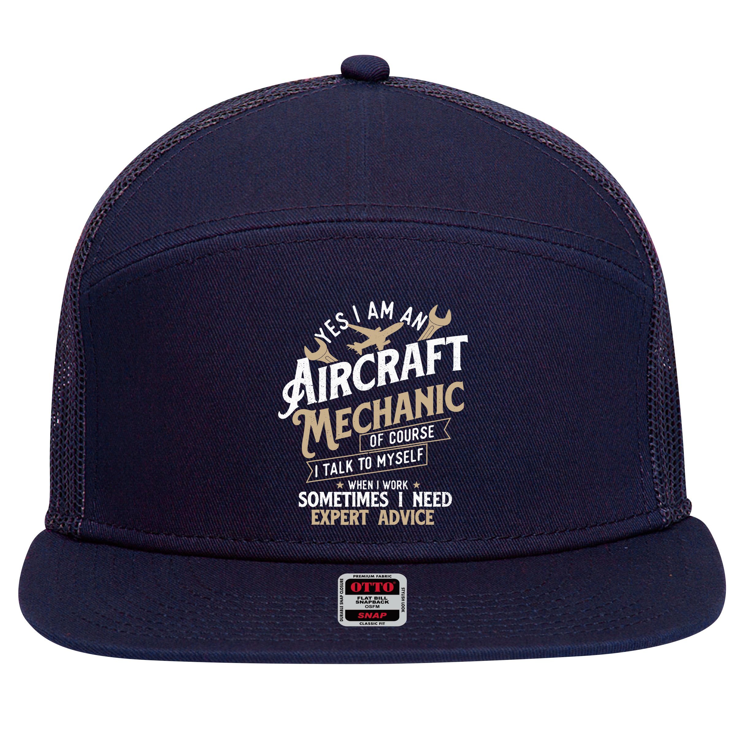 Yes I Am An Aircraft Mechanic Airplane Aviation Technician 7 Panel Mesh Trucker Snapback Hat