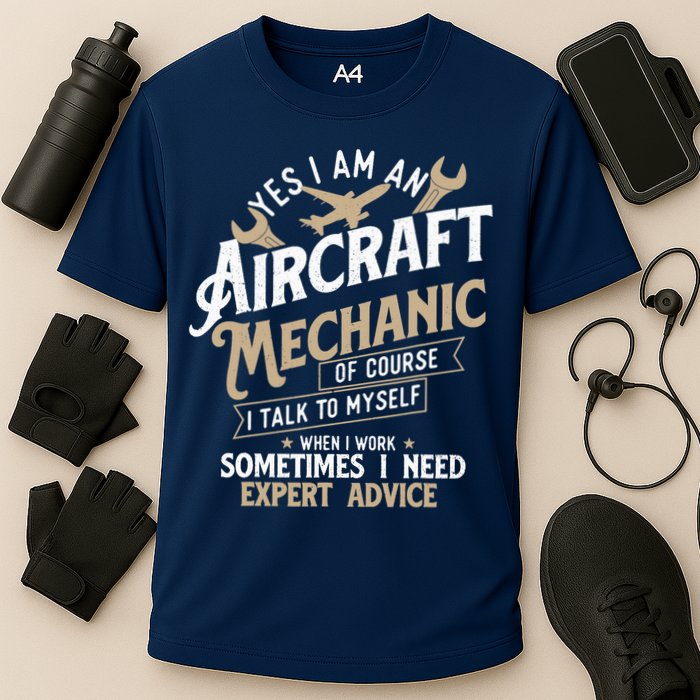 Yes I Am An Aircraft Mechanic Airplane Aviation Technician Cooling Performance Crew T-Shirt