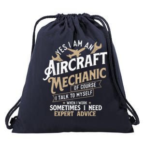 Yes I Am An Aircraft Mechanic Airplane Aviation Technician Drawstring Bag