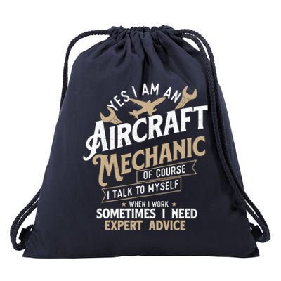 Yes I Am An Aircraft Mechanic Airplane Aviation Technician Drawstring Bag