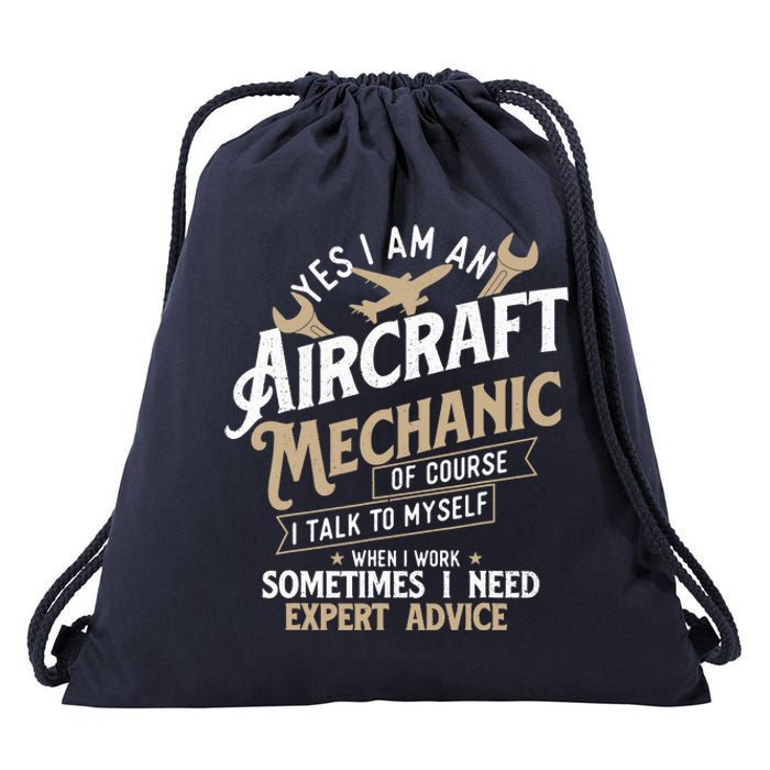 Yes I Am An Aircraft Mechanic Airplane Aviation Technician Drawstring Bag