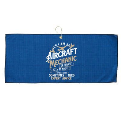 Yes I Am An Aircraft Mechanic Airplane Aviation Technician Large Microfiber Waffle Golf Towel