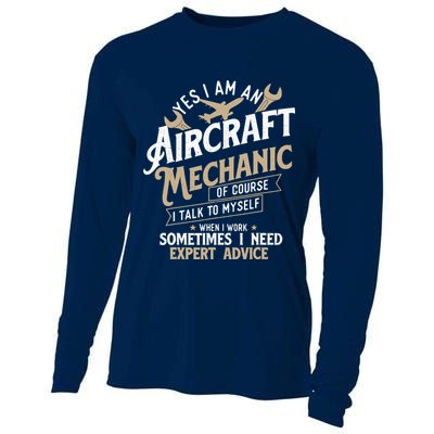 Yes I Am An Aircraft Mechanic Airplane Aviation Technician Cooling Performance Long Sleeve Crew