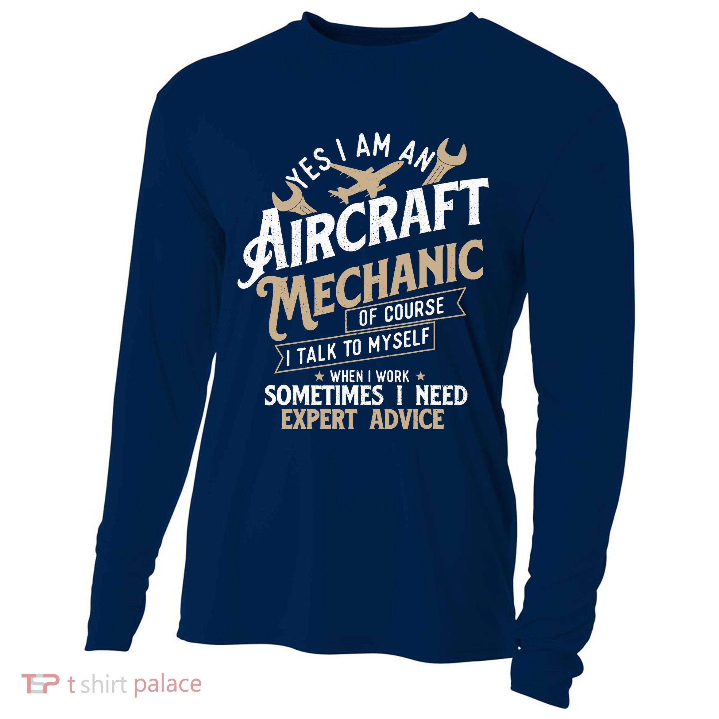 Yes I Am An Aircraft Mechanic Airplane Aviation Technician Cooling Performance Long Sleeve Crew