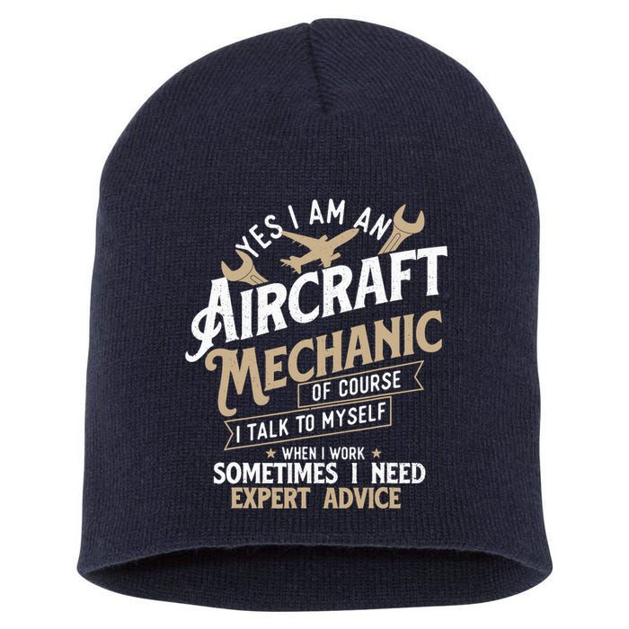 Yes I Am An Aircraft Mechanic Airplane Aviation Technician Short Acrylic Beanie