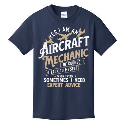 Yes I Am An Aircraft Mechanic Airplane Aviation Technician Kids T-Shirt