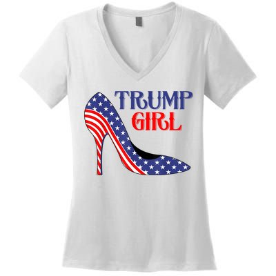 Yes I'm A Trump Girl Get Over It Women Design Women's V-Neck T-Shirt