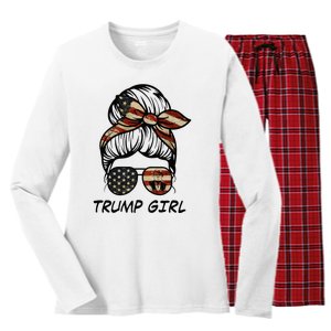 Yes Im A Trump Girl Get Over It Trump 2024 Election Gifts Women's Long Sleeve Flannel Pajama Set 