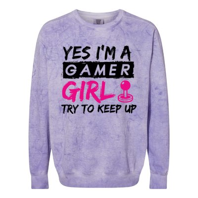 Yes IM A Gamer Gaming Gift Colorblast Crewneck Sweatshirt