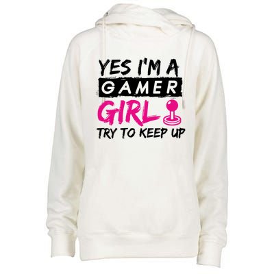 Yes IM A Gamer Gaming Gift Womens Funnel Neck Pullover Hood