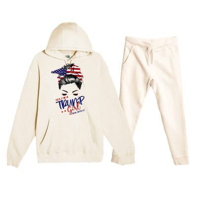 Yes IM A Trump Girl Deal With It Messy Bun Premium Hooded Sweatsuit Set