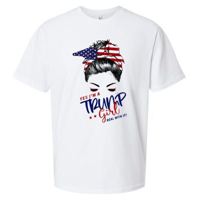 Yes IM A Trump Girl Deal With It Messy Bun Sueded Cloud Jersey T-Shirt