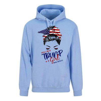 Yes IM A Trump Girl Deal With It Messy Bun Unisex Surf Hoodie