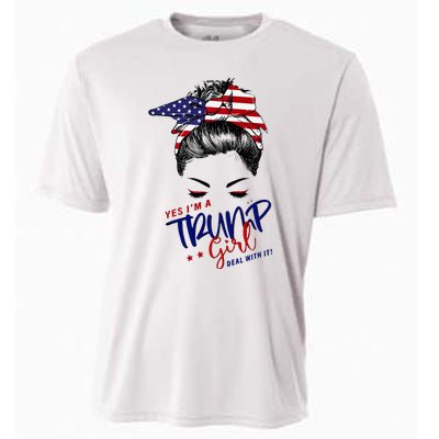 Yes IM A Trump Girl Deal With It Messy Bun Cooling Performance Crew T-Shirt