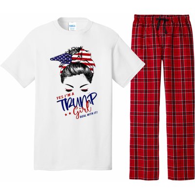 Yes IM A Trump Girl Deal With It Messy Bun Pajama Set