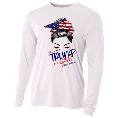 Yes IM A Trump Girl Deal With It Messy Bun Cooling Performance Long Sleeve Crew