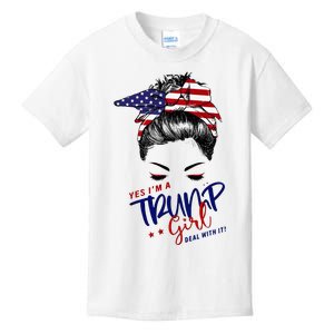 Yes IM A Trump Girl Deal With It Messy Bun Kids T-Shirt