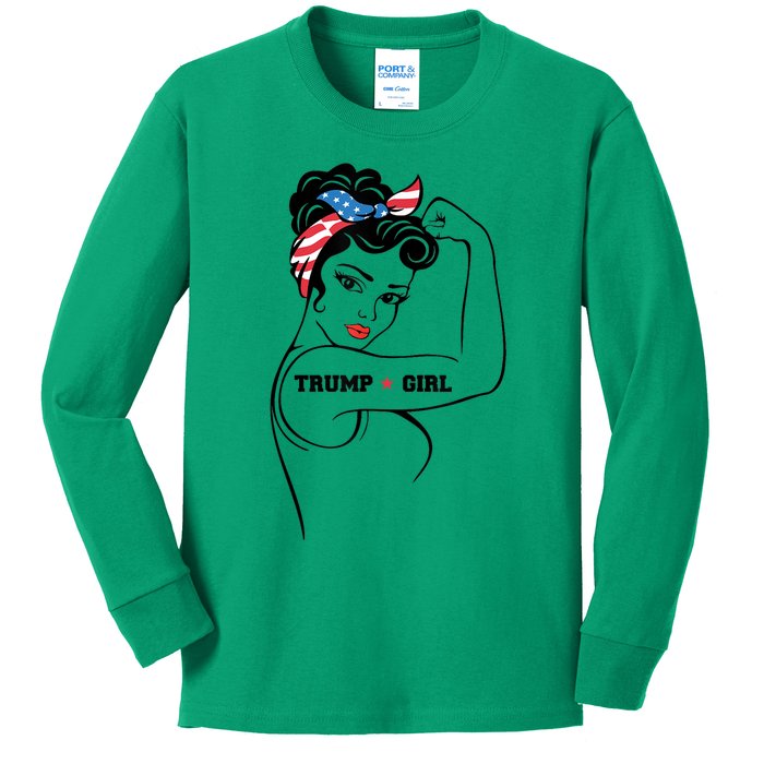 Yes Im A Trump Girl Get Over It Trump 2024 Election Gifts Kids Long Sleeve Shirt