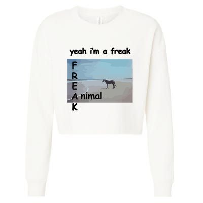 Yeah Im A Freak Animal Funny Horse Cropped Pullover Crew