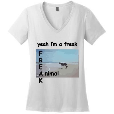 Yeah Im A Freak Animal Funny Horse Women's V-Neck T-Shirt