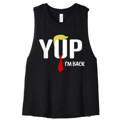 Yup IM Back Vintage Usa For Funny Trump 2024 Election Women's Racerback Cropped Tank