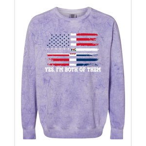 Yes Im Both Of Them American Dominican Republic Flag Meaningful Gift Colorblast Crewneck Sweatshirt