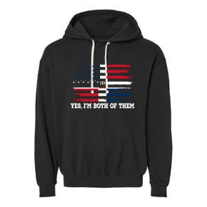 Yes Im Both Of Them American Dominican Republic Flag Meaningful Gift Garment-Dyed Fleece Hoodie