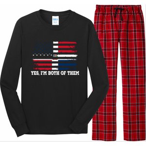 Yes Im Both Of Them American Dominican Republic Flag Meaningful Gift Long Sleeve Pajama Set