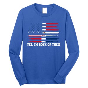 Yes Im Both Of Them American Dominican Republic Flag Meaningful Gift Long Sleeve Shirt