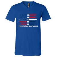 Yes Im Both Of Them American Dominican Republic Flag Meaningful Gift V-Neck T-Shirt